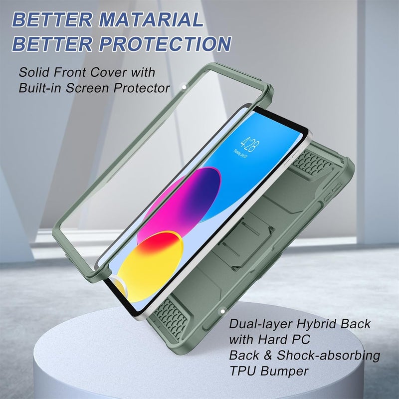 Soke Case for iPad (A16) 11th Generation 11-inch 2025, iPad 10th Generation 10.9-inch 2022, with Built-in Screen Protector and Kickstand, Rugged Full Body Protective Cover - Calke Green - Image 5